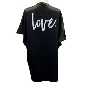 Victoria’s Secret Black “Love” Tie Front Ruffle Trim Robe-NWOT - OS